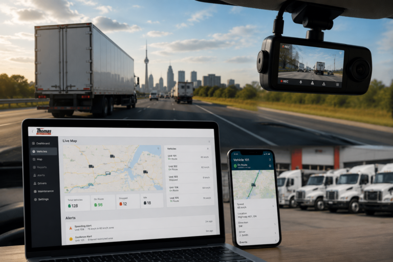 Truck operating on the road